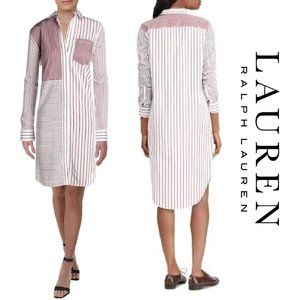 Ralph Lauren Patchwork Striped Shirt Dress - L
